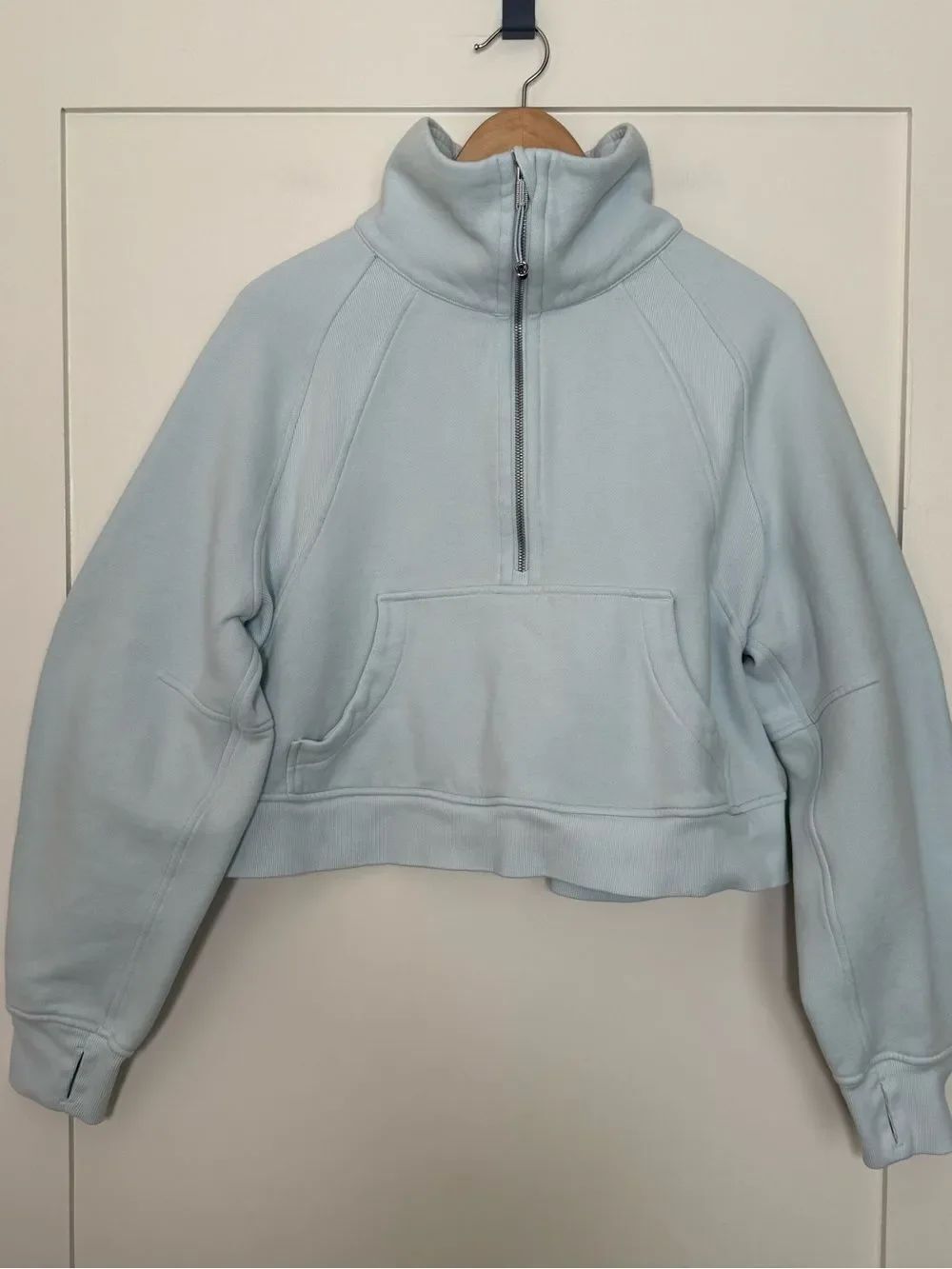 Lululemon Sweatshirt Womens M/L Light Blue Oversized Half Zip Funnel LW3FJ65